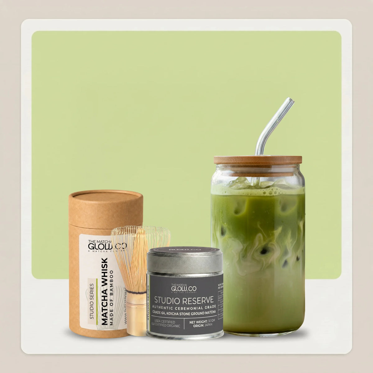 Matcha Glow Essential Bundles - Studio Series Matcha, Whisk and Glass