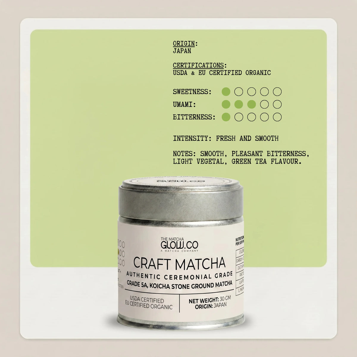 Matcha Glow Signature Craft Matcha - 30 GM - Authentic Ceremonial Grade Matcha